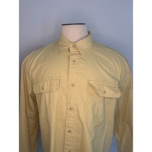LL Bean Shirt Mens Extra Large Yellow Sunwashed Canvas Cotton Long Sleeve Button